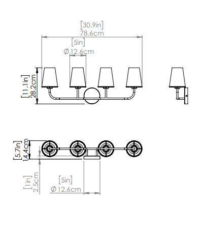 DVI LIGHTING KANATA 4 LT VANITY BRASS DVP48044BR-OP burlington