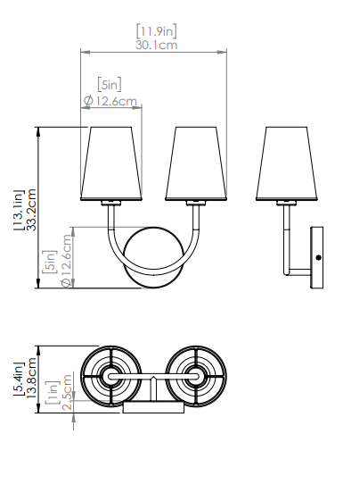 DVI LIGHTING KANATA 2 LT SCONCE BRASS DVP48099BR-OP caledon