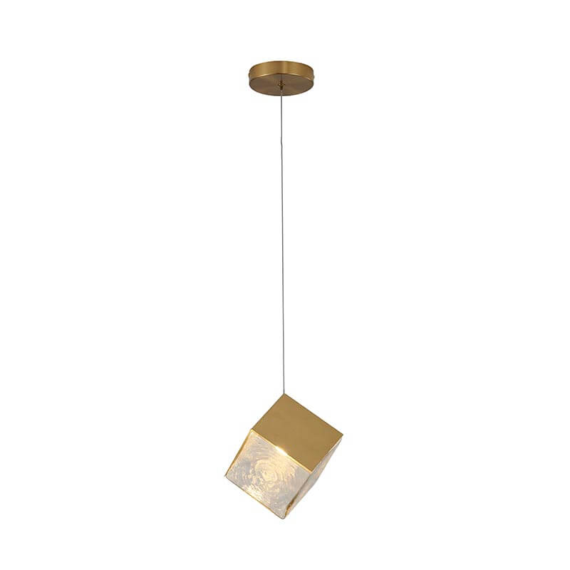 BETHEL BRASS FRAME CUBED PENDANT GL445P8BR aurora