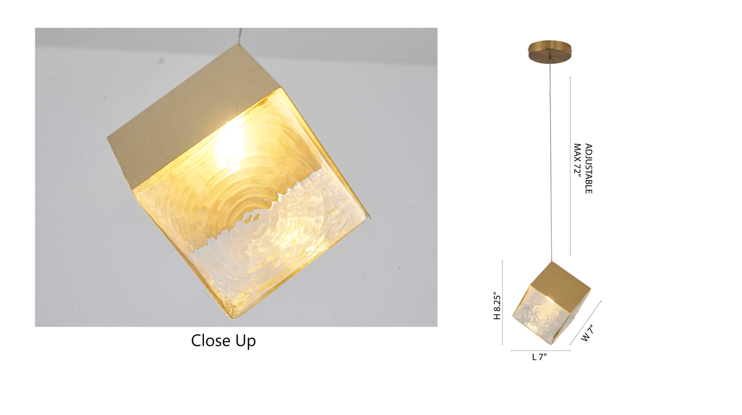 BETHEL BRASS FRAME CUBED PENDANT GL445P8BR aurora