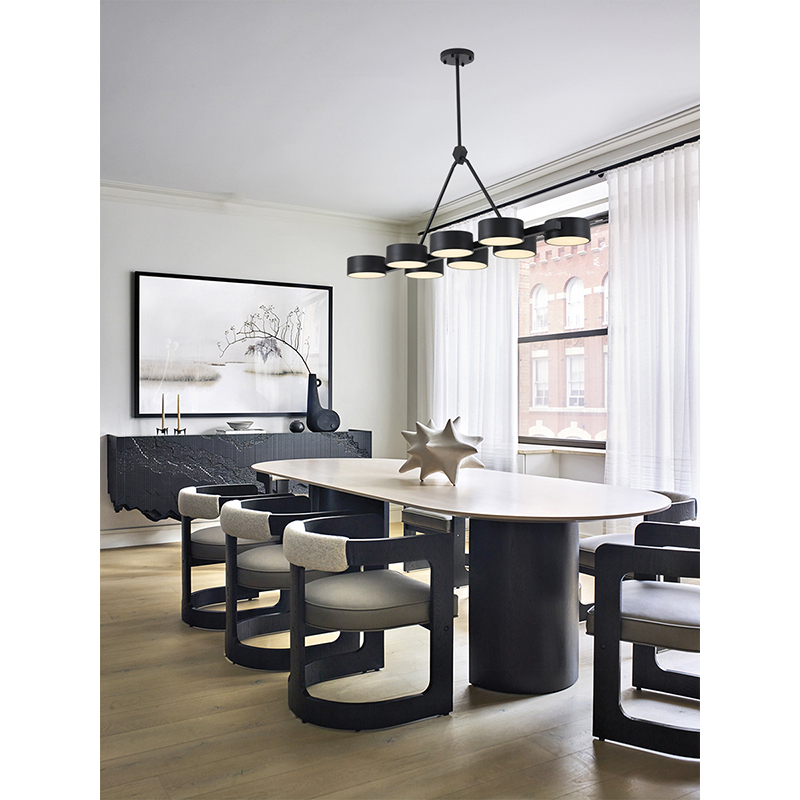BETHEL BLACK 8 LT LINEAR CHANDELIER LED BE36C50B qucbec city