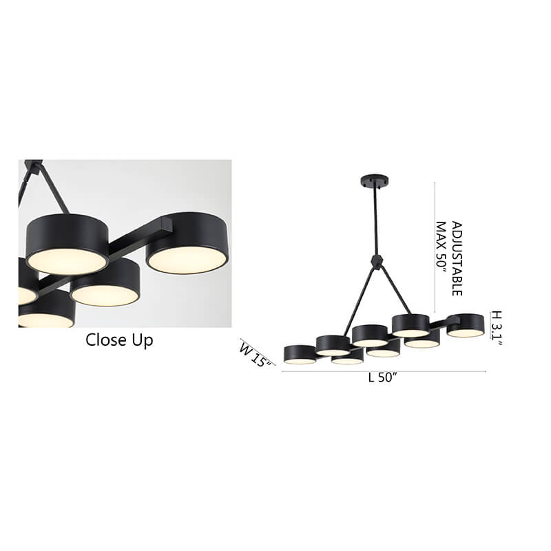 BETHEL BLACK 8 LT LINEAR CHANDELIER LED BE36C50B qucbec city