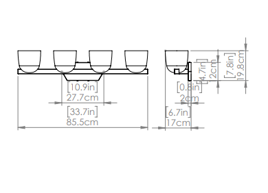 DVI LIGHTING CHALICE 4 LT VANITY CHROME DVP49844CH-MS peterborough