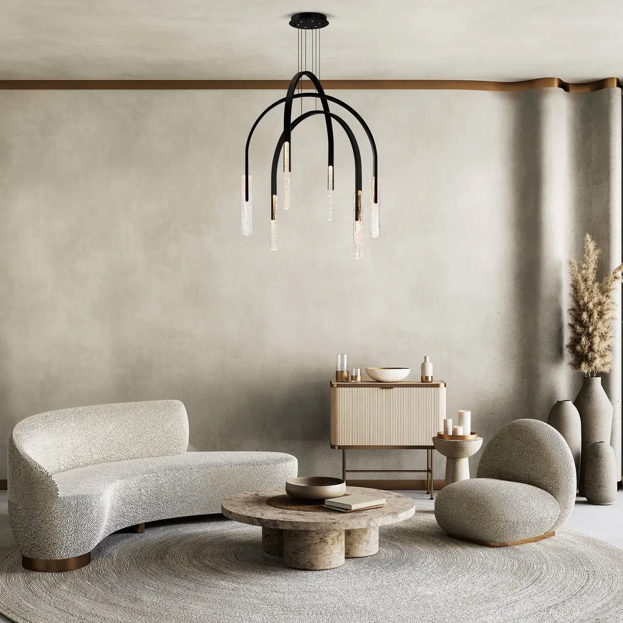 CWI LIGHTING CURVA LED 38" CHANDELIER BLACK 1725P38-6-101 uxbridge