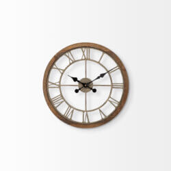MERCANA METHING 19" FARMHOUSE WALL CLOCK LIGHT BROWN 63081 port elgin