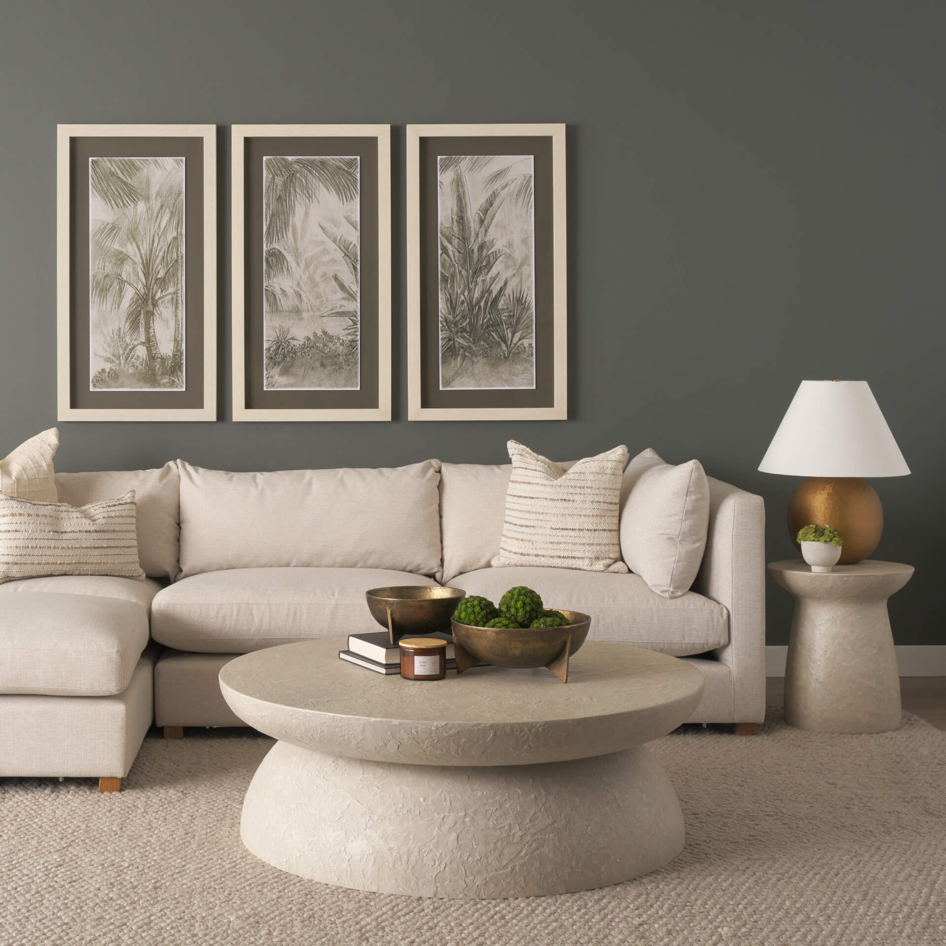 MERCANA MESA ROUND STONE FINISH PILLAR ACCENT TABLE 71283 perth