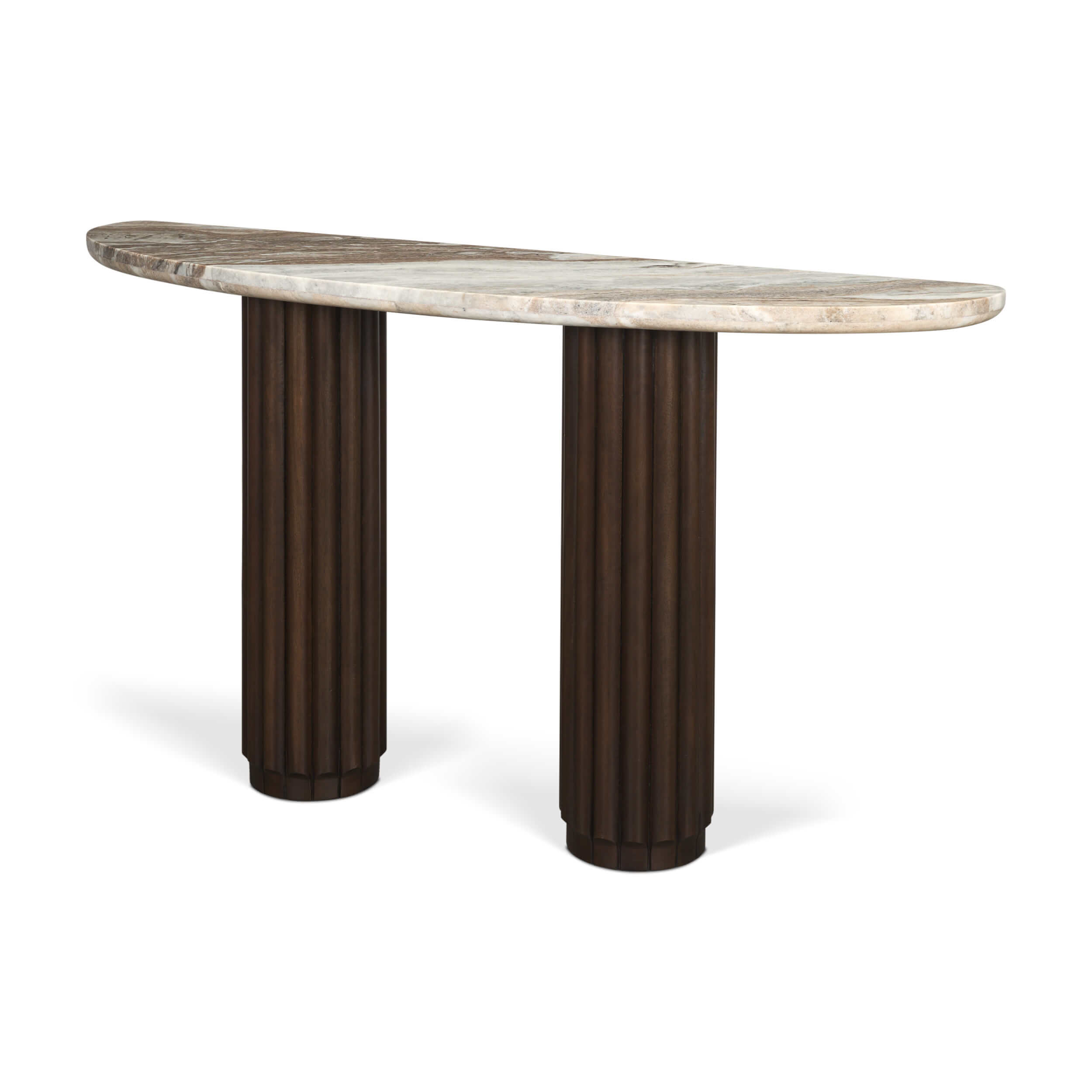 MERCANA MARBRELLO PINK MARBLE FLUTED WOOD CONSOLE TABLE 71287-AB