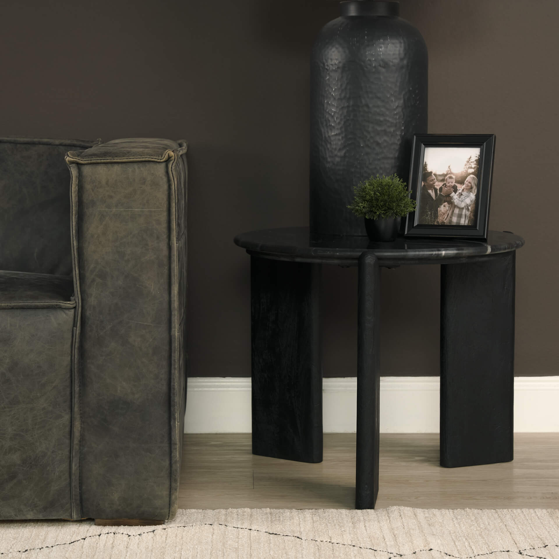 MERCANA RUMER BLACK MARBLE SIDE TABLE 71354 caledon