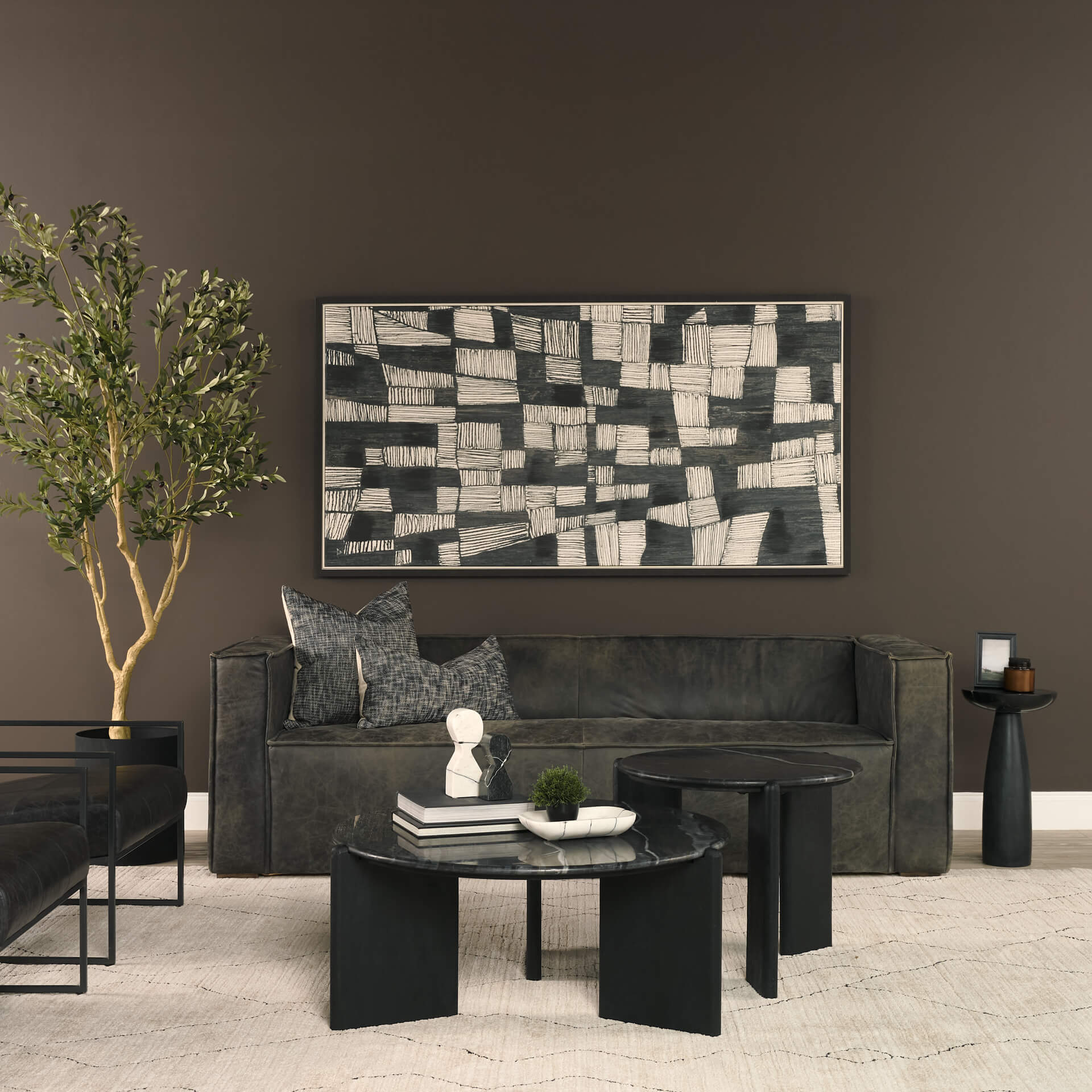 MERCANA RUMER BLACK MARBLE SIDE TABLE 71354 caledon